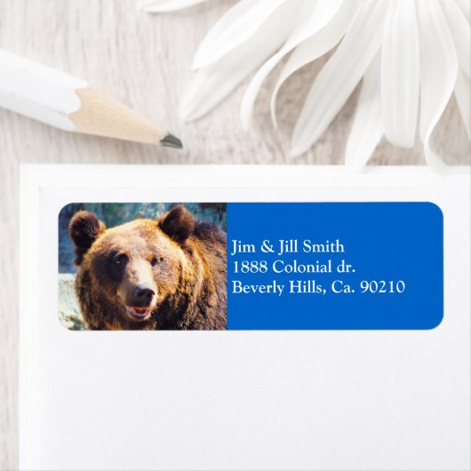 Étiquette Gros ours Brown (En situation)
