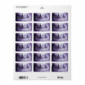 Étiquette Grosse pinède gris violet monochrom (Feuille entière)