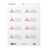 Étiquette Grosses Soeurs Cadeaux (Feuille entière)