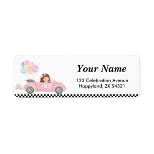 Étiquette Grossissant deux Fast Pink Race Car Girl 2e annive