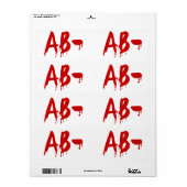 Étiquette Groupe sanguin AB- Hôpital d'horreur négatif (Feuille entière)