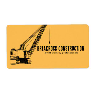 Étiquette Grue noire Jaune Style Illustratif Construction