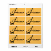 Étiquette Grue noire Jaune Style Illustratif Construction (Feuille entière)