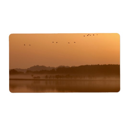 Étiquette Grues au lever du soleil (Devant)