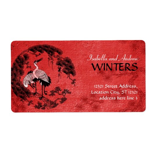 Étiquette Grues orientales (Devant)