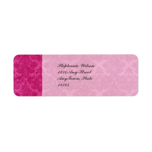 Étiquette Grunge rose Damask (Devant)