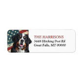 Étiquette Grunge USA Drapeau Bernese Mtn Dog Adresse de reto (Devant)