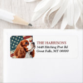 Étiquette Grunge USA Flag Spaniel Return Address (En situation)