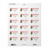 Étiquette Gui de Noël ruban rouge (Feuille entière)