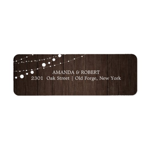 Étiquette Guirlande Lumineuse Mariage Bois Rustique (Devant)