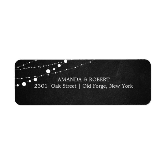 Étiquette Guirlande Lumineuse Mariage Champêtre Tableau Noir (Devant)