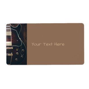 Étiquette Guitare Électrique Sur Fond Noir