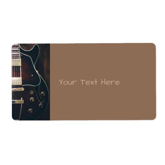 Étiquette Guitare Électrique Sur Fond Noir (Devant)