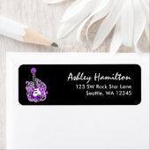 Étiquette Guitare violette et noire Star Rock (En situation)