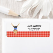 Étiquette Gymnastic Boy Return Address (Rouge) (En situation)