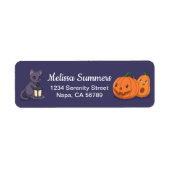 Étiquette Halloween Black Cat Pumpkins Purple Return Address (Devant)