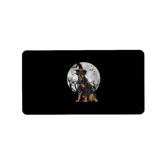 Étiquette Halloween Casquette de sorcière de chien de Rottwe (Devant)