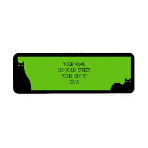 Étiquette Halloween Chats noirs Éffrayants yeux vert mignonn