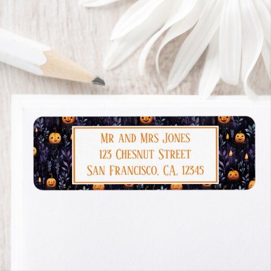 Étiquette Halloween Citrouille mignon (En situation)