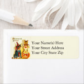 Étiquette Halloween Citrouille vintage Owl Little Witch (En situation)