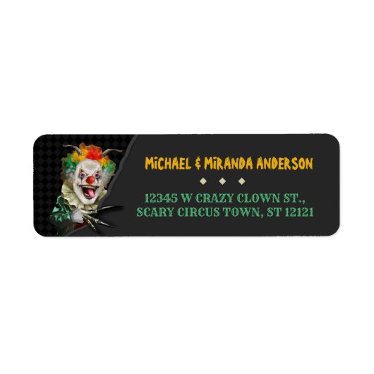 Étiquette Halloween Clown effrayant Adult Déplaisant Circus (Devant)