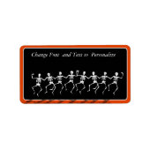 Étiquette Halloween Danser Skeleton Bones (Devant)