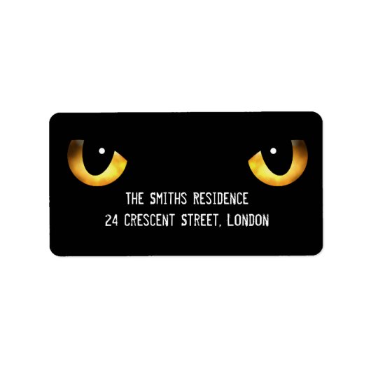 Étiquette Halloween Effrayant les yeux du chat (Devant)