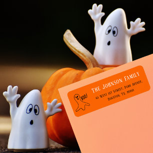 Étiquette Halloween Éffrayante Orange Partie Adresse de reto