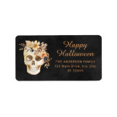 Étiquette Halloween floral rustique (Devant)