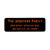 Étiquette Halloween Haunted Black Orange Adresse de retour (Devant)