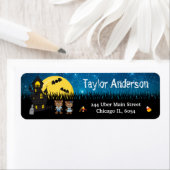 Étiquette Halloween Loup-Occidental Haunted Maison Bleue (En situation)