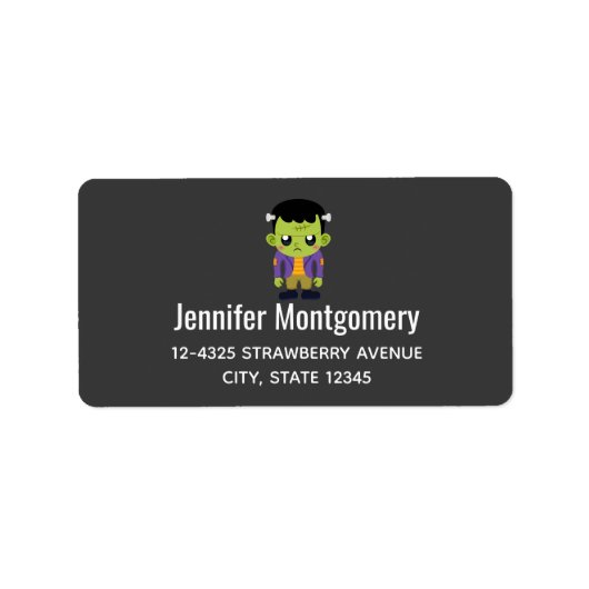 Étiquette Halloween monstre Frankenstein Green (Devant)