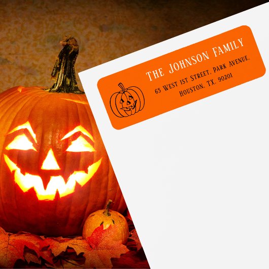 Étiquette Halloween Orange Pumpkin Party Mail Return Address