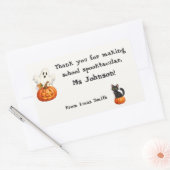 Étiquette Halloween Prof de Chat Citrouille Fantôm (Enveloppe)