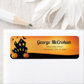 Étiquette Halloween Pumpkin Return Address (En situation)