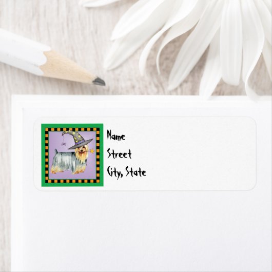 Étiquette Halloween Silky Terrier (En situation)