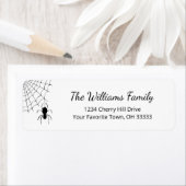 Étiquette Halloween Spider Black White Adresse de retour (En situation)