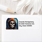 Étiquette Halloween squelette déplaisant (En situation)