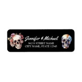 Étiquette halloween squelettes gothique mariage noir adresse (Devant)