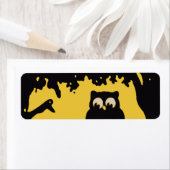 Étiquette Halloween vintage, Chouette Éffrayante en arbre av (En situation)