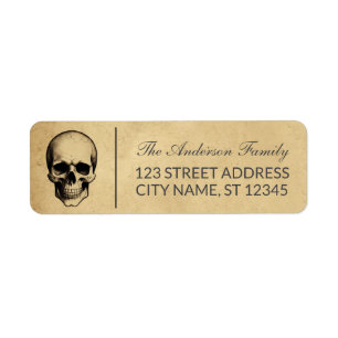 Étiquette Halloween Vintage moderne Crâne Personnalisé Nom d