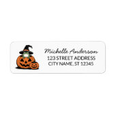 Étiquette halloween witch hat Frog Pumpkin Return Address L (Devant)