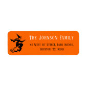 Étiquette Halloween Witch Orange Party Adresse de retour (Devant)