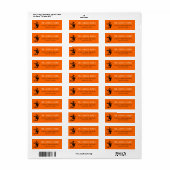 Étiquette Halloween Witch Orange Party Adresse de retour (Feuille entière)