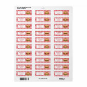 Étiquette Hamburger sur gingham rouge avec texte personnalis (Feuille entière)