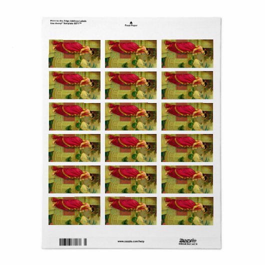 Étiquette Hamsa et Damayanti par Raja Ravi Varma (Feuille entière)