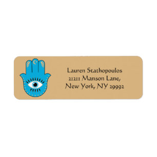 Étiquette Hamsa main Grec mal Oeil bleu