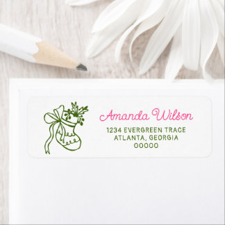 Étiquette Hand Drawn Christmas Holiday Party Return Address