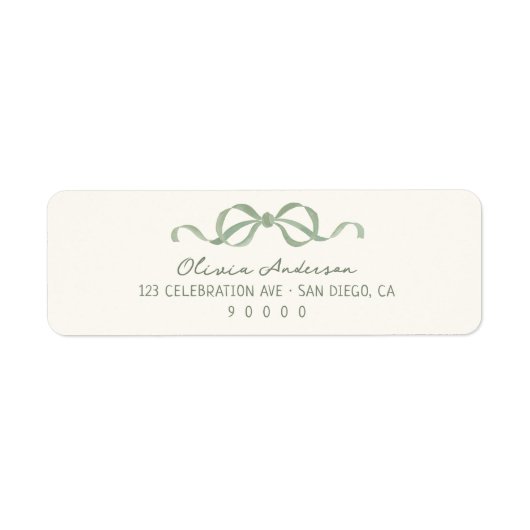 Étiquette Hand Drawn Sage Green Bow (Devant)