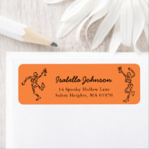 Hand Drawn Skeletons Halloween Return Address